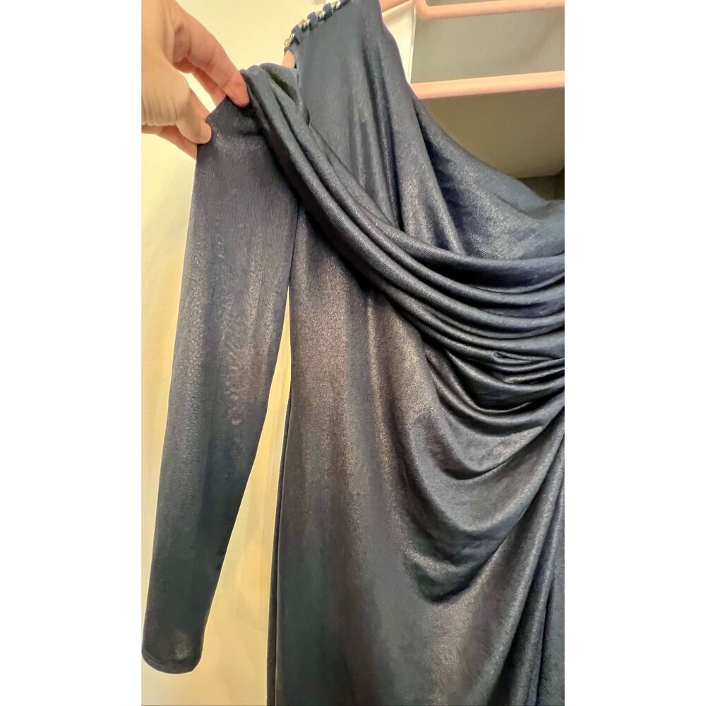 Lauren Ralph Lauren Women's Foil-Print One-Shoulder Dress French Navy Size 4 NWT - Picture 5 of 10